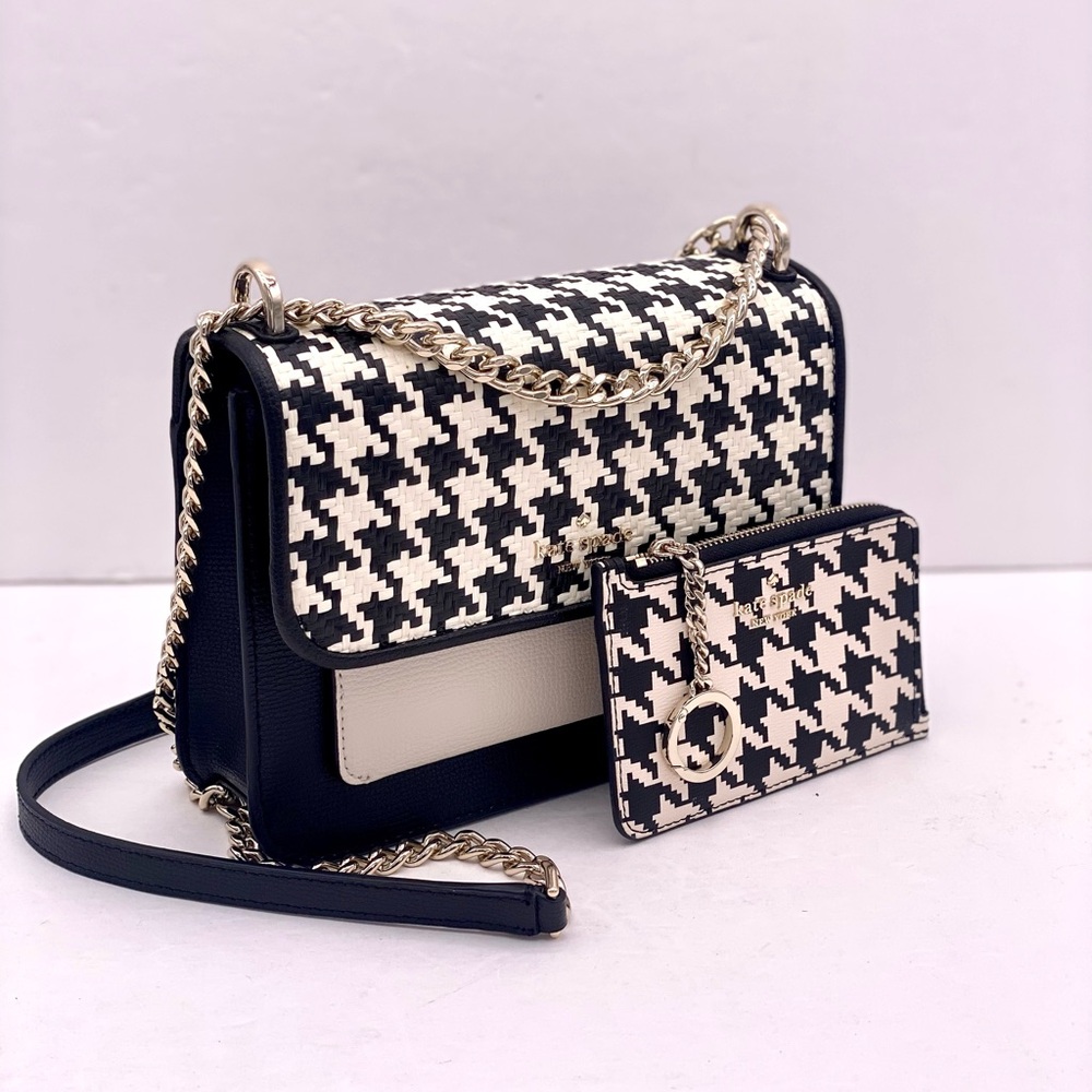 kate spade Black and White Houndstooth Crossbody with Matching Wallet